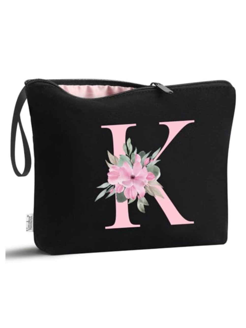 Personalized A-Z Letter Makeup Bag Cotton Canvas Cosmetic Travel Pouch
